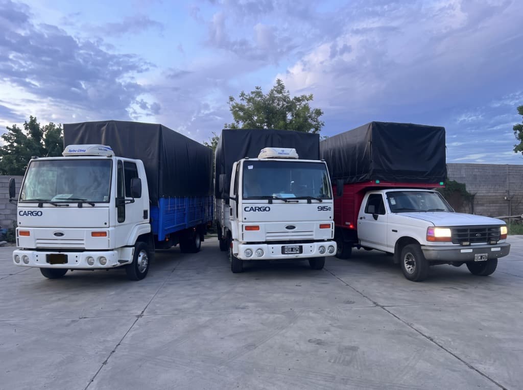 Flota propia de camiones Estela Logística & Mudanzas: Ford Cargo 915e y Ford F-100